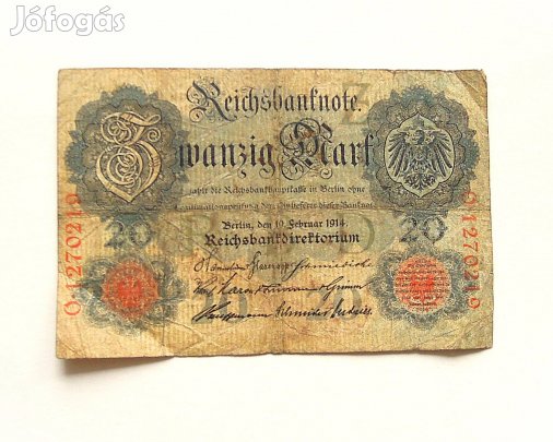 20 német márka 1914 bankjegy