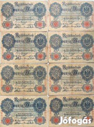 20 német márka 1914 darabár