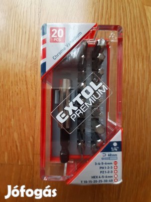 20 részes Cr-V bitkészlet hosszabbítóval