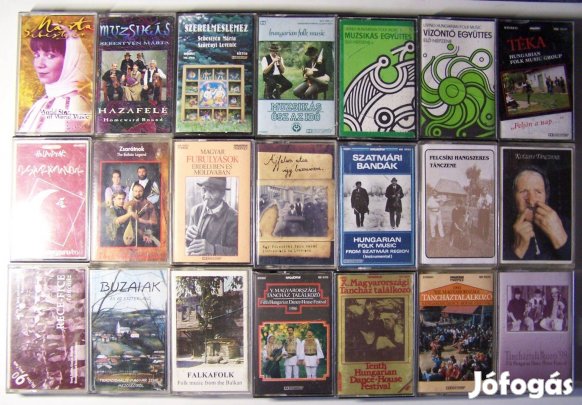 22 db-os népzenei kazetta-kollekció (Muzsikás, Sebestyén Márta, stb.)