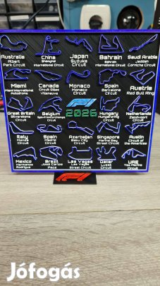 22cm x 22cm 3D nyomtatott,színes 2026-os F1 pályák
