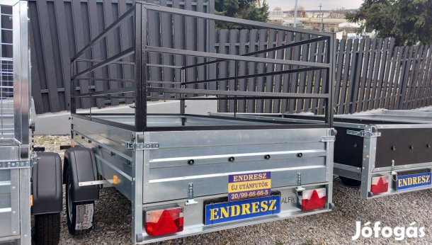 245x125x36cm, horganyzott, könnyű, Új Utánfutó Készletről! Magasítóval