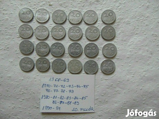 24 darab alumínium 20 fillér LOT ! Mind más évszám