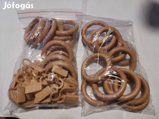24 db fa függönykarika és 24db csipesz IKEA 40mm belső átmérő
