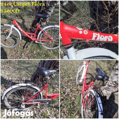 24-es Csepel piros lány bicikli, gyerekkerékpár, bicaj, 25000ft
