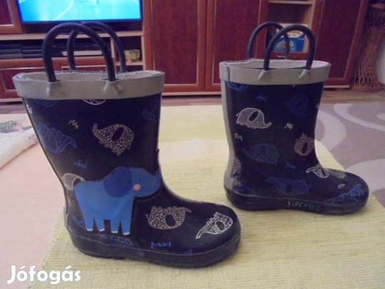 24-es vászonnal bélelt, füles, elefántos fiú gumicsizma