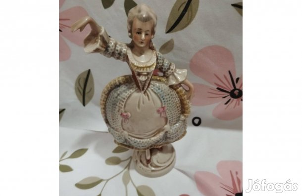 2500/18 Thüringiai porcelán rokokó, barokk stílusú dáma, hölgy