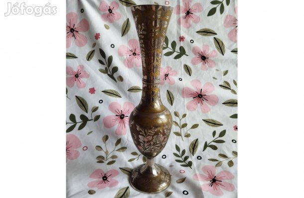 2500/62 Indiai réz váza ritka króm díszítéssel