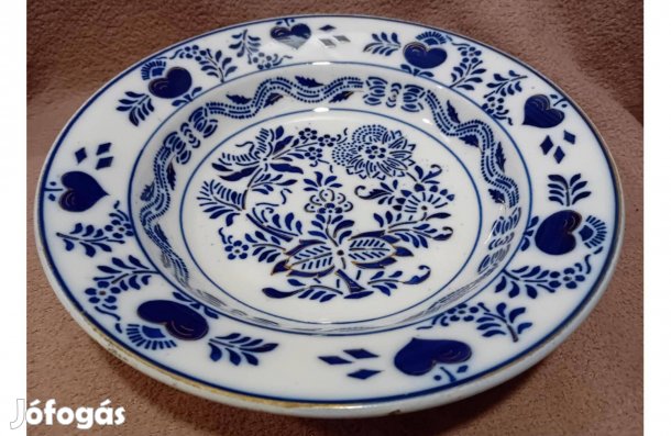 2501/10 Antik Wilhelmsburg kék-fehér mintás, arany kontúros falitányér
