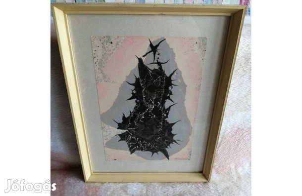 2512/37 Jelzett absztrakt stílusú festmény - Hámori