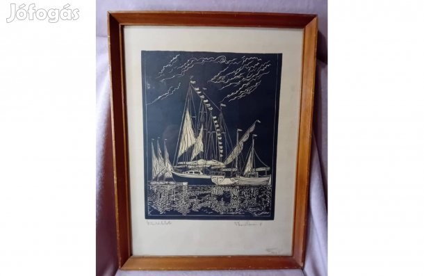 2512/50 Dr Székelyudvarhelyi Kováts Ferenc linómetszet - Vitorláskiköt