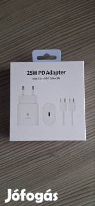 25W-os adapter USB-C bemenettel + 1 méteres kétvégű USB-C töltőkábel
