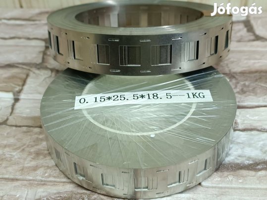 25.5x18.5x0,15 mm 2P nikkelezett acéllemez, 18650 akkumulátorpakkhoz