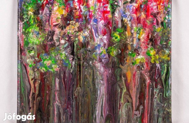 25 x 30 cm. Absztrakt akril kép, Vászonkép