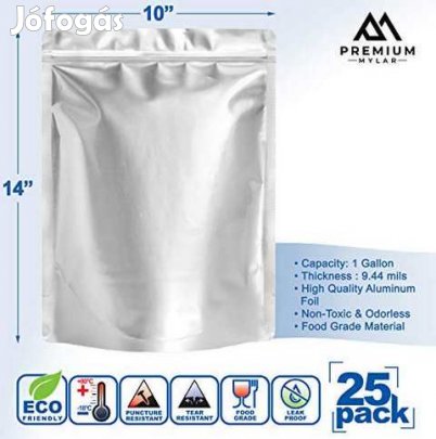 25db. 26x35cm-es Visszazárható Mylar Tasak 1Gallon (4499)