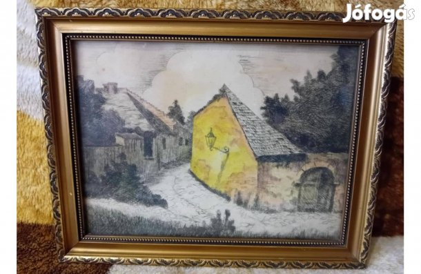 2601/3 Tabáni részlet - színezett rézkarc