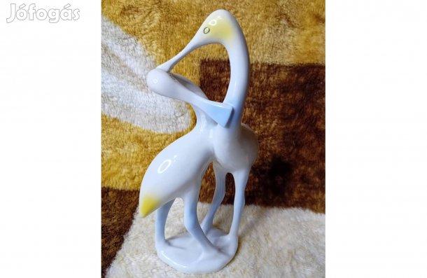 2601/61 Hollóházi porcelán art deco kócsagpár figura