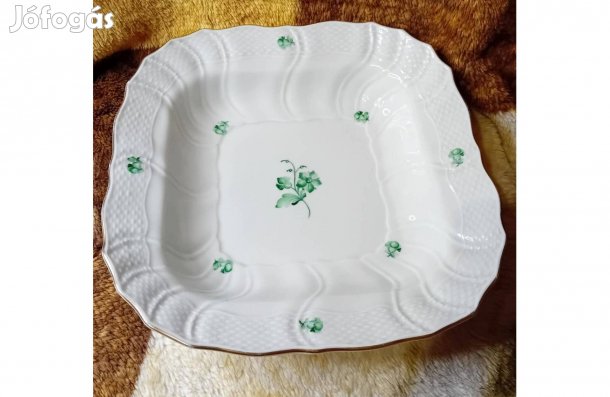 2601/65 Herendi porcelán zöld virágos kínáló tál