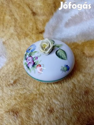 2602/7 Herendi Tertia porcelán sárga rózsás bonbonier