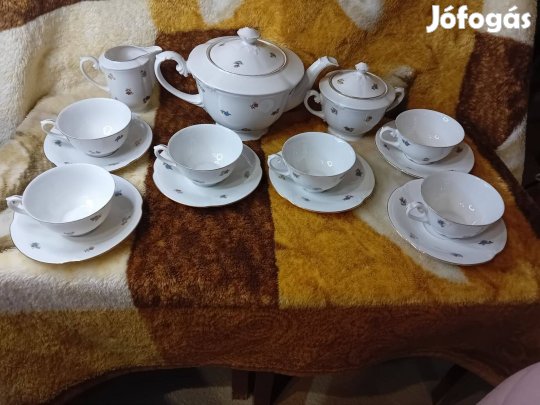 2603/1 Drasche porcelán ritka virágmintás teáskészlet