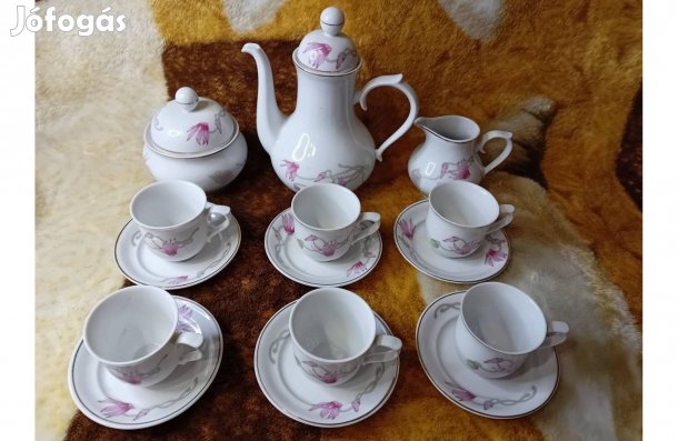 2603/4 Hollóházi porcelán ciklámen mintás kávéskészlet