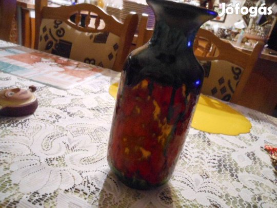 26cm Iparművészeti Városlődi mid century szépséges kerámia váza