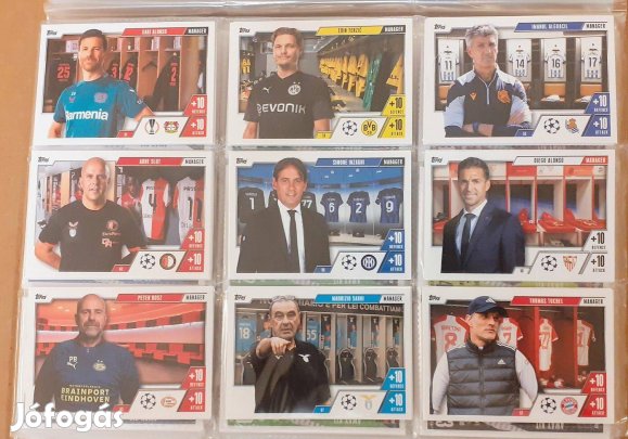 27 darab Manager focis kártya Match Attax Extra 2024 Klopp Ancelotti