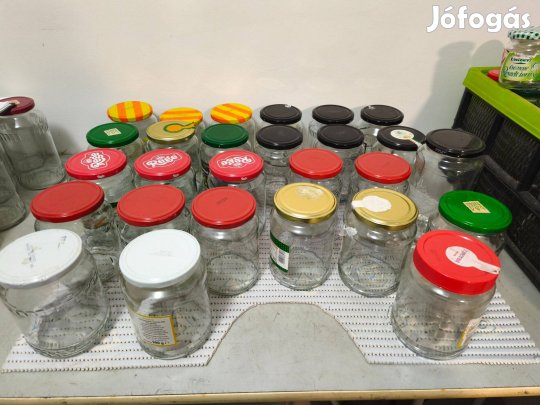27 db literes befőző üveg fém tetővel