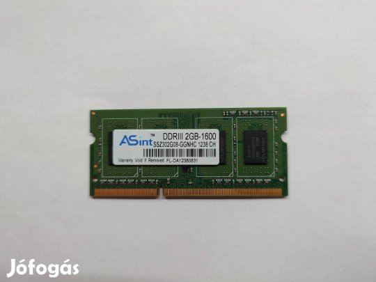 2GB Asint DDR3 1600MHz Sodimm - Laptop/imac gyorsításhoz