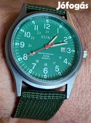 2.999.- Új Soki férfi óra karóra zöld 41-42mm
