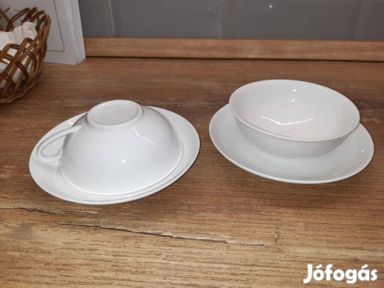 2 DB Hófehér Finom Porcelán Teás Csésze, Angol