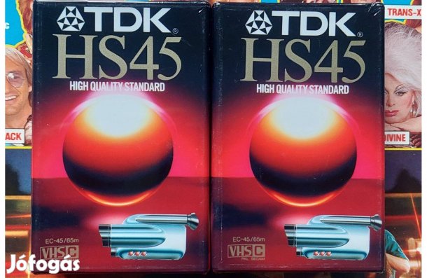 2-DB TDK HS45 VHSC VHS C Videokamera Kazetta Videó Kazetta