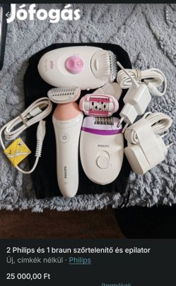 2 Philips és 1 braun szőrtelenítő és epilator