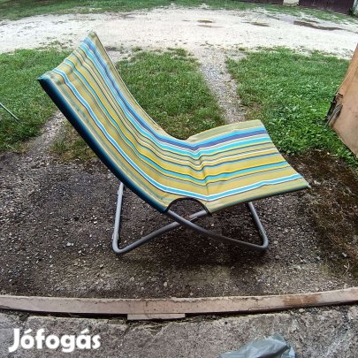 2 Strand kemping napozó szék fém +vászon ,összecsukható, új szett ár!