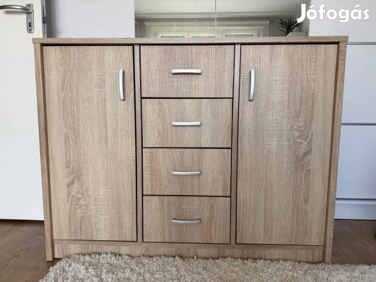 2 ajtós 4 fiókos világos tölgy komód/tálaló