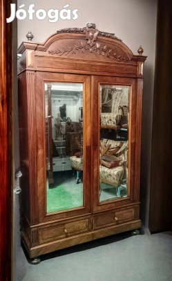 2 ajtós antik tükrös ruhás szekrény,gardrób