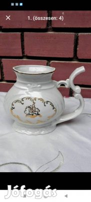2 darab retro jelzett csehszlovák aranyozott porcelán kúrapohár egyben