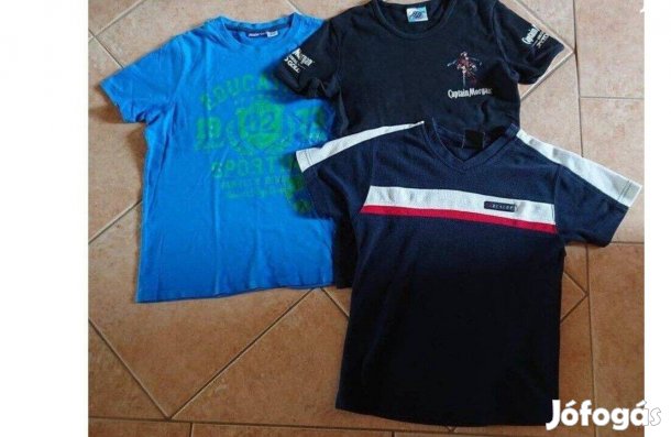 2 darab rövid ujjú sötét pamut póló 146-152-es méretben