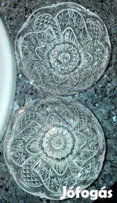 2 darab üveg, kristály? Tálka