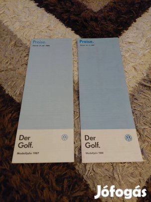 2 darab volkswagen golf 2 árlista prospektus katalógus