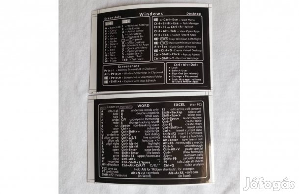 2 darabos laptop matrica Windows World Excell billentyűparancsok 6x8.5