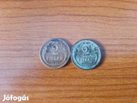 2 db 2 filléres 1929-es és 1939-es pénzérme eladó