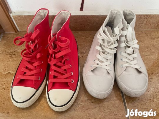 2 db 40-es Converse jellegű tornacipő, rózsaszín és fehér