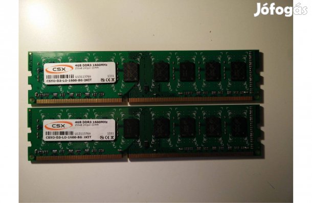 2 db 4 GB Csx PC3-12800 (DDR3-1600) tesztelt memória egyben