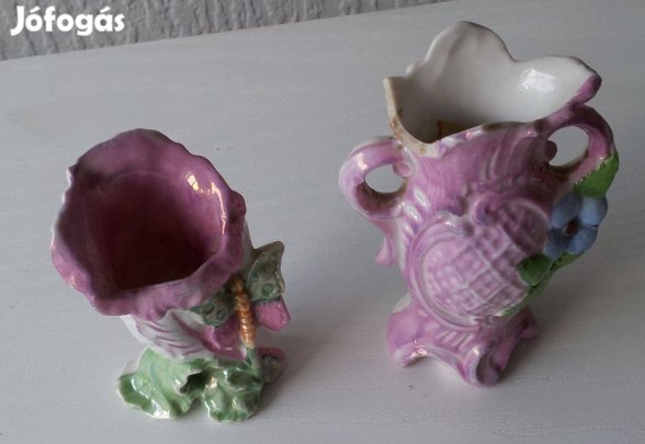 2 db Antik osztrák különleges porcelán ibolya váza