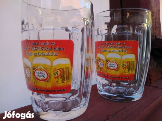 2 db Arany Ászok feliratú sörös korsó - új