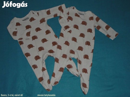 2 db Basics mintás rugdalózó 3-6 hó méret 68 - 1.200 Ft a 2 db