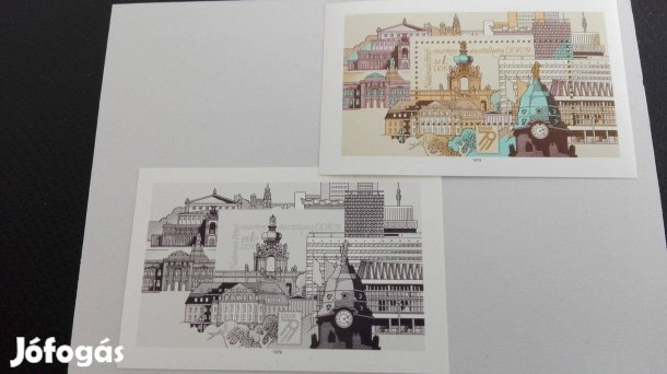 2 db Blokk bélyeg 1979-es Kelet Német fekete nyomattal