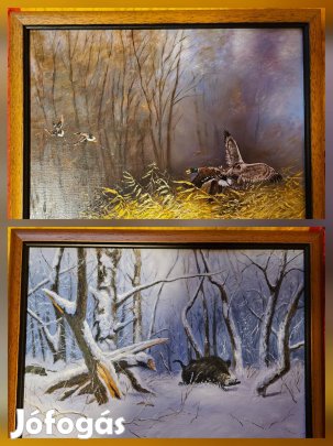 2 db Császár József szignált olajfestmény - együtt vagy külön