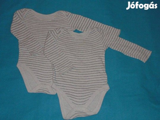 2 db F&F csíkos hosszú ujjú body 9-12 hó (méret 80) - 1.300 Ft egyben